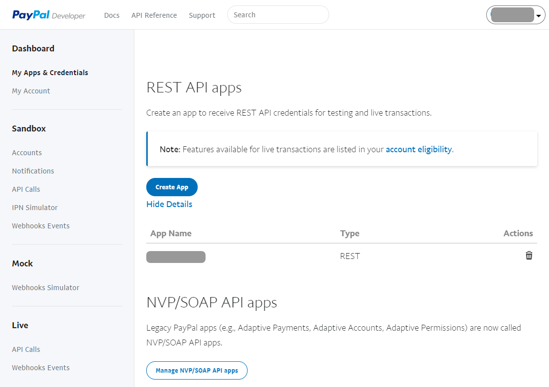 PayPal App Creation