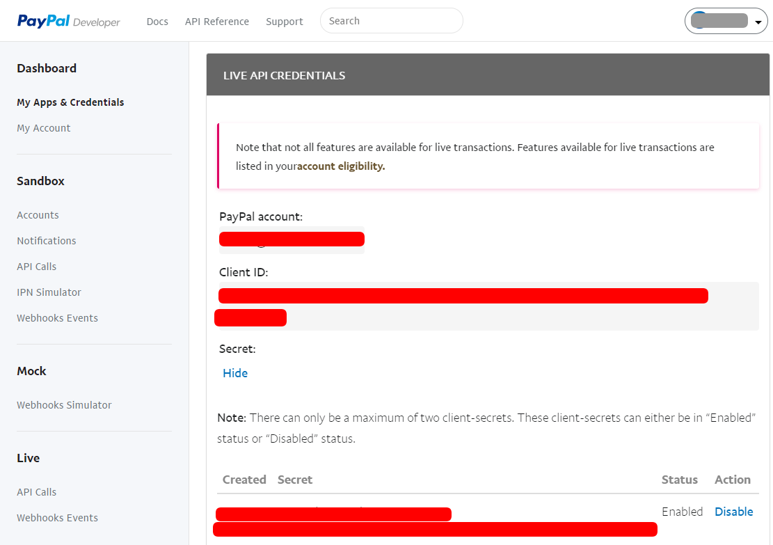 PayPal App Creation
